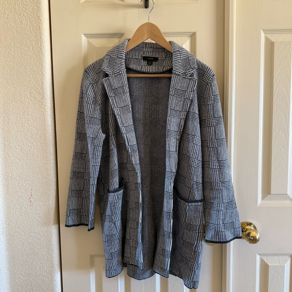 J. Crew Black and White Plaid Blazer
